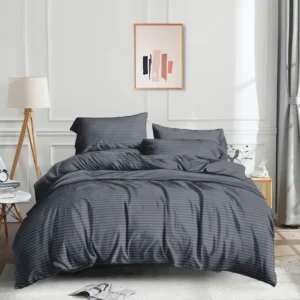 Постельное белье серый страйп