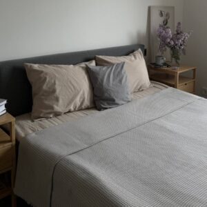 Покрывало из вафельного полотна Серое