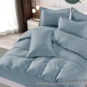 Постельное белье страйп-голубой